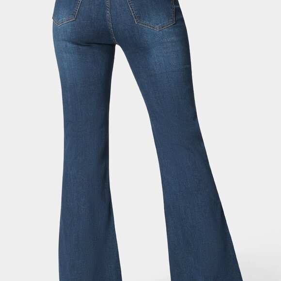 BEBE Flare Pant With Rhinestone Fringe - Indigo Wash /Size 25 - Picture 2 of 3